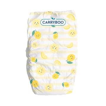 photo de couches écologiques Carryboo avec des motifs citron
